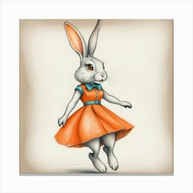 Rabbit In Orange Dress Canvas Print