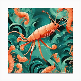 Seamless Pattern With Shrimps 1 Canvas Print