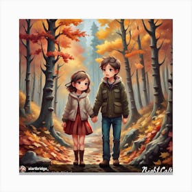 Couple In The Woods Canvas Print