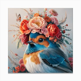 Bird With Flower Crown Canvas Print