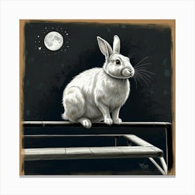 Rabbit On A Railing Canvas Print