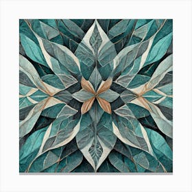 Firefly Beautiful Modern Detailed Floral Indian Mosaic Mandala Pattern In Gray, Teal, Marine Blue, S Canvas Print