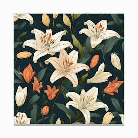 Flowers of Lilies, Vector art Canvas Print