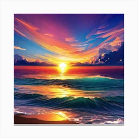 Sunset Over The Ocean 125 Canvas Print