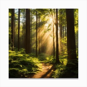 Sunbeams In The Forest Canvas Print