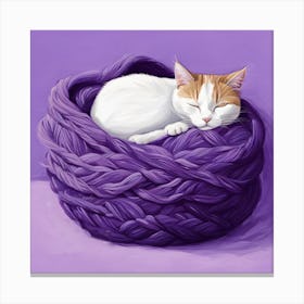 Cat In A Yarn Basket Canvas Print