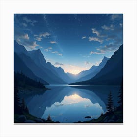 Glimmering Stardust Over A Serene Mountain Lake 1 Canvas Print