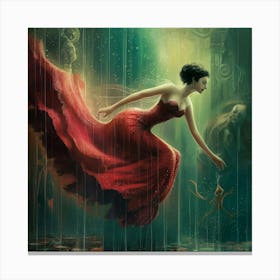 Girl In A Red Dress Canvas Print