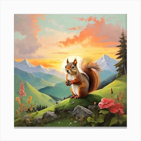 Squirrel In The Mountains Canvas Print