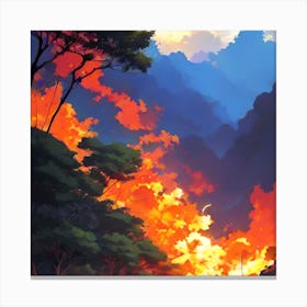 Fire In The Mountains Canvas Print