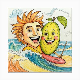 Mango And Surfboard Canvas Print