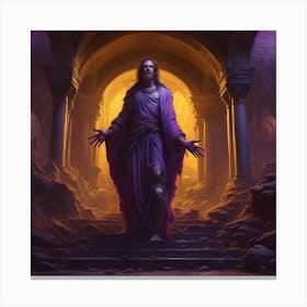 Jesus In The Ruins Canvas Print
