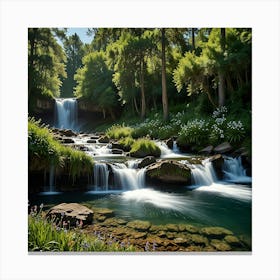 The Breathtaking Beauty Of A Cascading Waterfall 2 Canvas Print