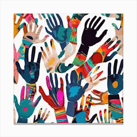 Colorful Hands Seamless Pattern Canvas Print