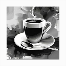 Black And White Coffee Cup Canvas Print