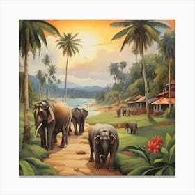 Elephants In The Jungle Canvas Print