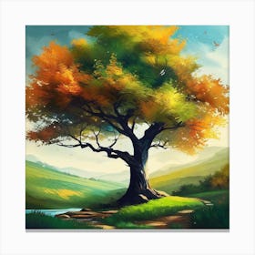 Tree In Autumn Canvas Print