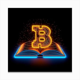 Bitcoin Symbol On A Book Canvas Print