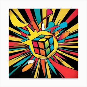 A Vibrant Professional Graphic Design In A Pop Art Style Rubik's Cube 3 Canvas Print