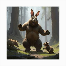 Rabbits In The Woods Canvas Print