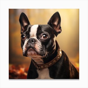 Boston Terrier Dog Portrait Canvas Print