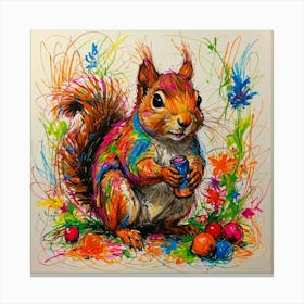Squirrel With Candy Canvas Print