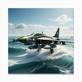 Avion Guerra Vuela A Superficie Canvas Print