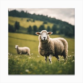 Sheep In A Field 3 Canvas Print