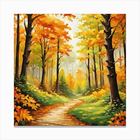 Forest In Autumn In Minimalist Style Square Composition 119 Canvas Print