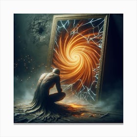 Man Looking At A Mirror Canvas Print