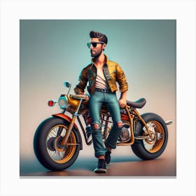 Man On A Motorcycle Canvas Print