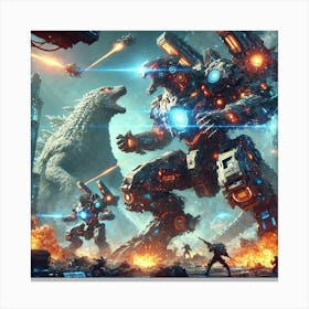 Ai Enhanced Kaiju Mechs Capabilities Alliance Army Canvas Print