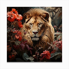 Lion In The Forest Canvas Print