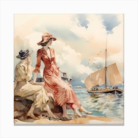 Timeless Tints: 1940s Watercolour Elegance Canvas Print