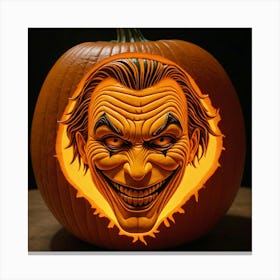 Joker Pumpkin Carving 7 Canvas Print