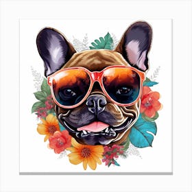 French Bulldog In Sunglasses Canvas Print