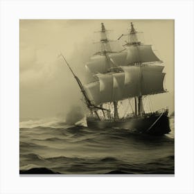 Ship In Rough Seas 1 Canvas Print