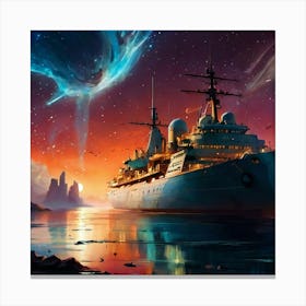 Spaceship In Space Canvas Print