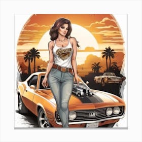 Girl With The Muscle Car Canvas Print