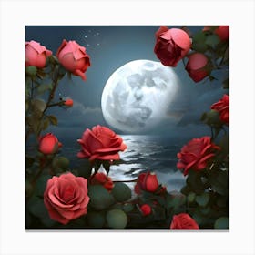 Roses In The Moonlight Canvas Print