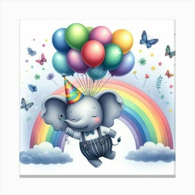 Elephant With Balloons Canvas Print