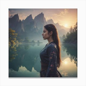 Chinese Girl At Sunrise Canvas Print