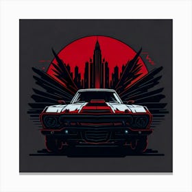 Car Red Artwork Of Graphic Design Flat (118) Canvas Print