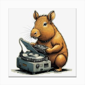 Capibara Dj, Grafity Style Generated By Ai Canvas Print