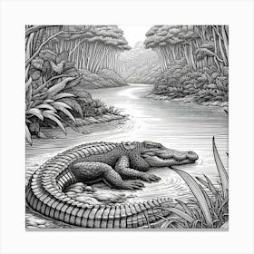 A crocodile in jungle mangrove Canvas Print