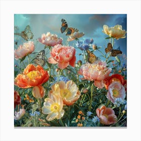 The Butterfly Garden 22 Botanical  Art Print Canvas Print