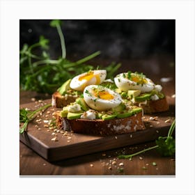 Avocado Toast With Eggs Canvas Print