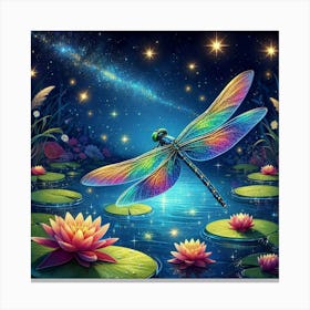 Dragonfly In The Water Canvas Print