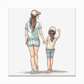 Mother And Daughter Holding Hands Canvas Print