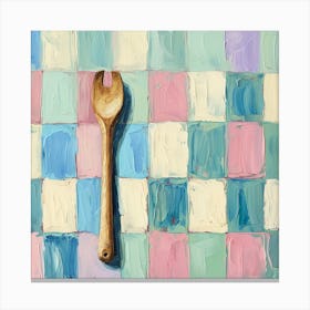 Wooden Spoon Pastel Checkerboard 2 Canvas Print